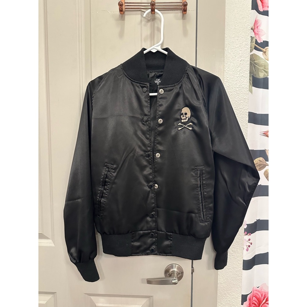 Valfre Black Don’t Worry Be Happy Satin Jacket